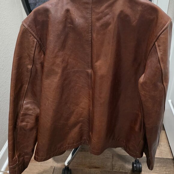 Share Men’s Banana Republic Brown Genuine Leather Jacket XL Great Condition Gift - Picture 2 of 6